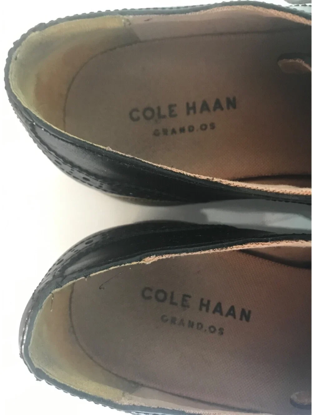 COLE HAAN Grand OS Mens Size 9.5 M Black Leather Wingtip Oxford Dress Shoes